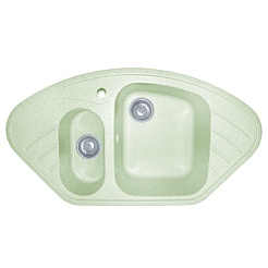 Granfest Мойка кухонная Corner GF-C960E Салатовый угловая – фотография-1